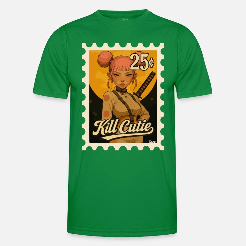 Mädchen mit Schwert im Comicstil Männer Funktions-T-Shirt