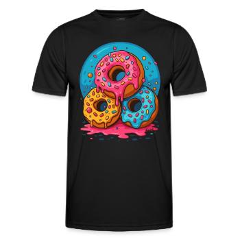 Drei bunte Donuts mit Glasur und Streuseln - Männer Funktions-T-Shirt - Schwarz - Vorne - AI Model Male 178 dark (178cm)