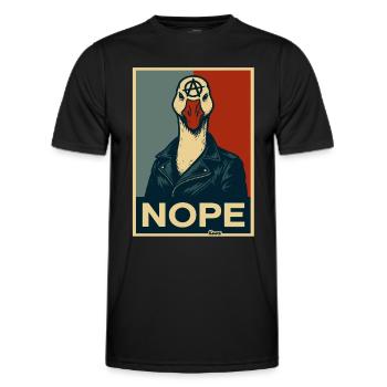 Gans mit Lederjacke sagt Nein - Männer Funktions-T-Shirt - Schwarz - Vorne - AI Model Male 178 dark (178cm)