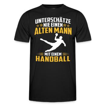 Unterschätze Nie Alten Mann Mit Handball - Männer Funktions-T-Shirt - Schwarz - Vorne - AI Model Male 178 dark (178cm)
