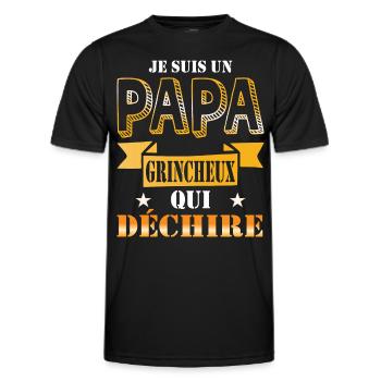Idee cadeau je suis un Papa grincheux qui déchire - T-shirt sport Homme - noir - Devant - AI Model Male 178 dark (178cm)