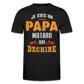 je suis un papa motard qui déchire - T-shirt sport Homme - noir - Devant - AI Model Male 178 dark (178cm)