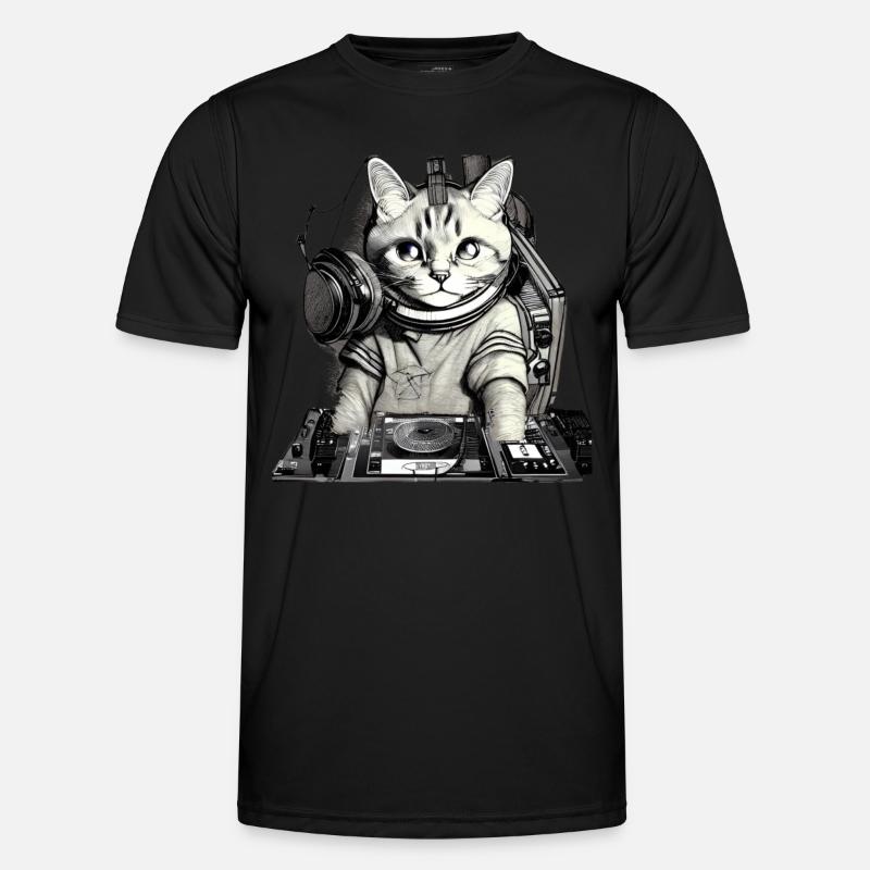 DJ cat avec table de mixage T-shirt sport Homme
