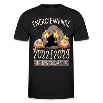 Steinzeit Energiewende 2022/2023 - Ich war dabei! - Männer Funktions-T-Shirt - Schwarz - Vorne - AI Model Male 178 dark (178cm)