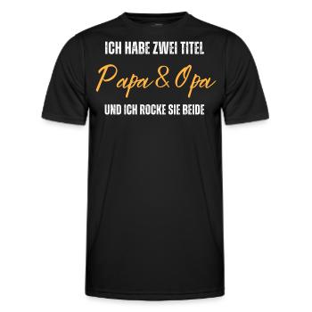 Ich habe zwei Titel. Papa und Opa. Ich rocke beide - Männer Funktions-T-Shirt - Schwarz - Vorne - AI Model Male 178 dark (178cm)