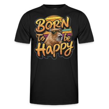 Capybara - Born to be happy - Men's Functional T-Shirt - black - Front - AI Model Male 178 dark (178cm)
