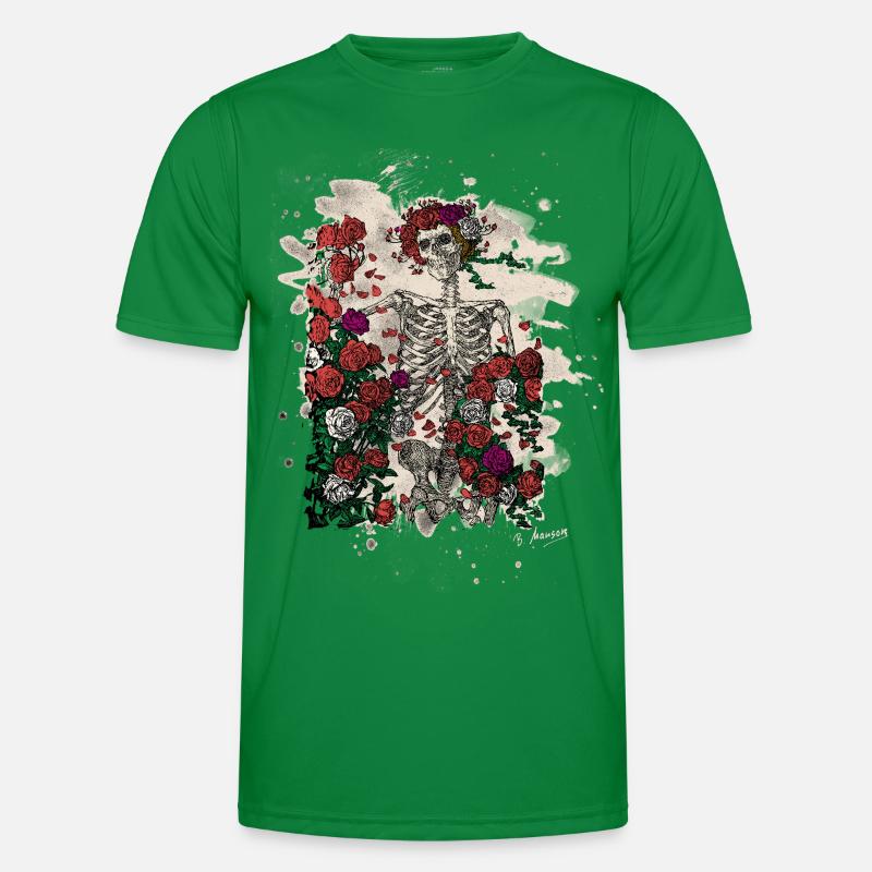 Skeleton & Roses – bleached Version Männer Funktions-T-Shirt