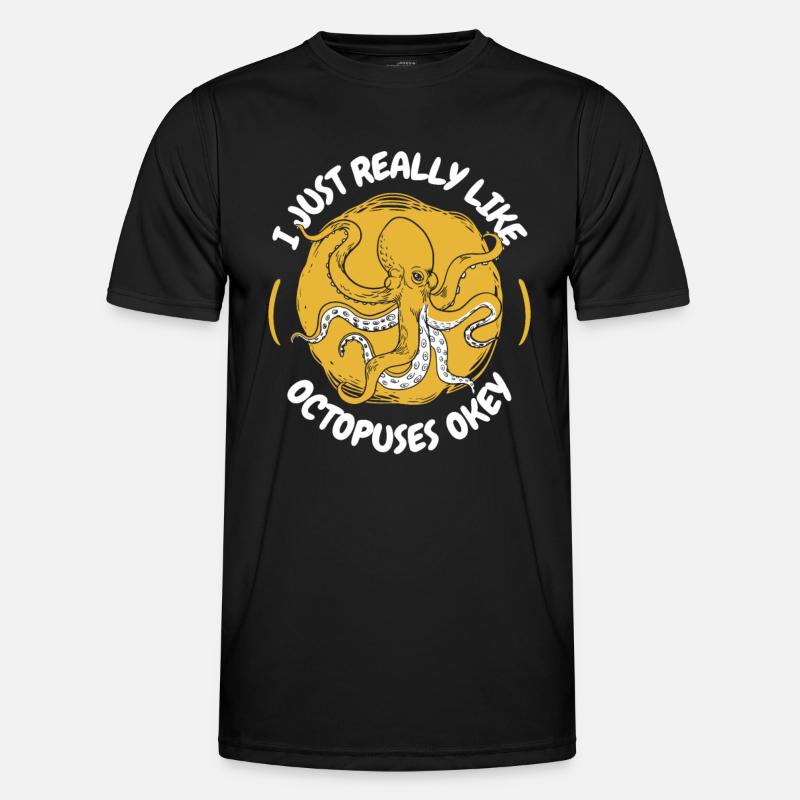 Octopus Octopus Cuttlefish Animal - Men's Functional T-Shirt - black
