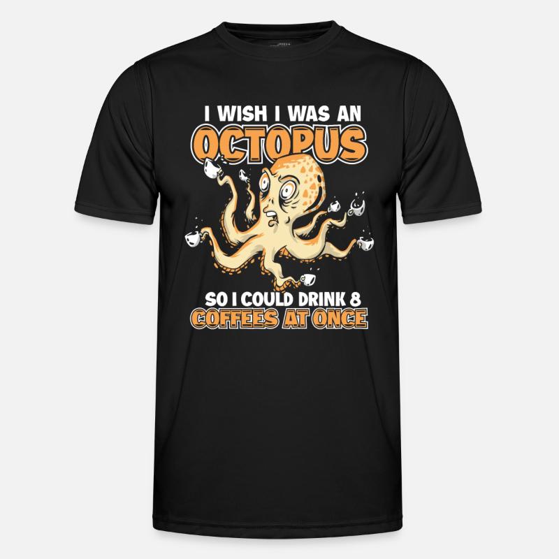Octopus Octopus Cuttlefish Animal - Men's Functional T-Shirt - black