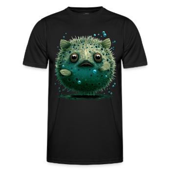 Puffer fish puffer fish Fish Ocean animal - Men's Functional T-Shirt - black - Front - AI Model Male 178 dark (178cm)