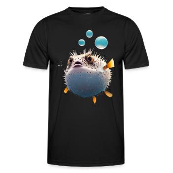 Puffer fish puffer fish Fish Ocean animal - Men's Functional T-Shirt - black - Front - AI Model Male 178 dark (178cm)
