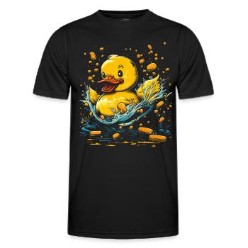 Rubber ducks bathroom Yellow duck - Men's Functional T-Shirt - black - Front - AI Model Male 178 dark (178cm)