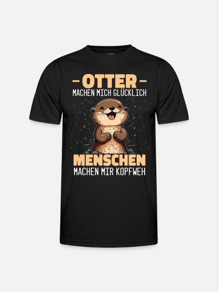 Otter Seeotter - Männer Funktions-T-Shirt - Schwarz