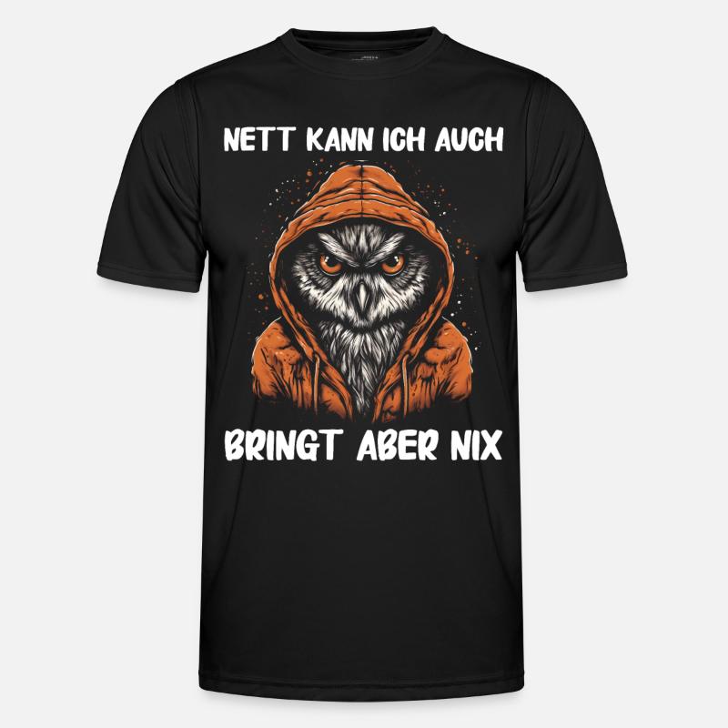 Nachteule Eule Eulen Vogel - Männer Funktions-T-Shirt - Schwarz