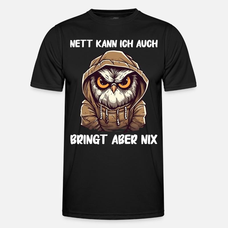 Nachteule Eule Eulen Vogel - Männer Funktions-T-Shirt - Schwarz