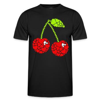 Cherry Fruit Cherries Cherry - Men's Functional T-Shirt - black - Front - AI Model Male 178 dark (178cm)