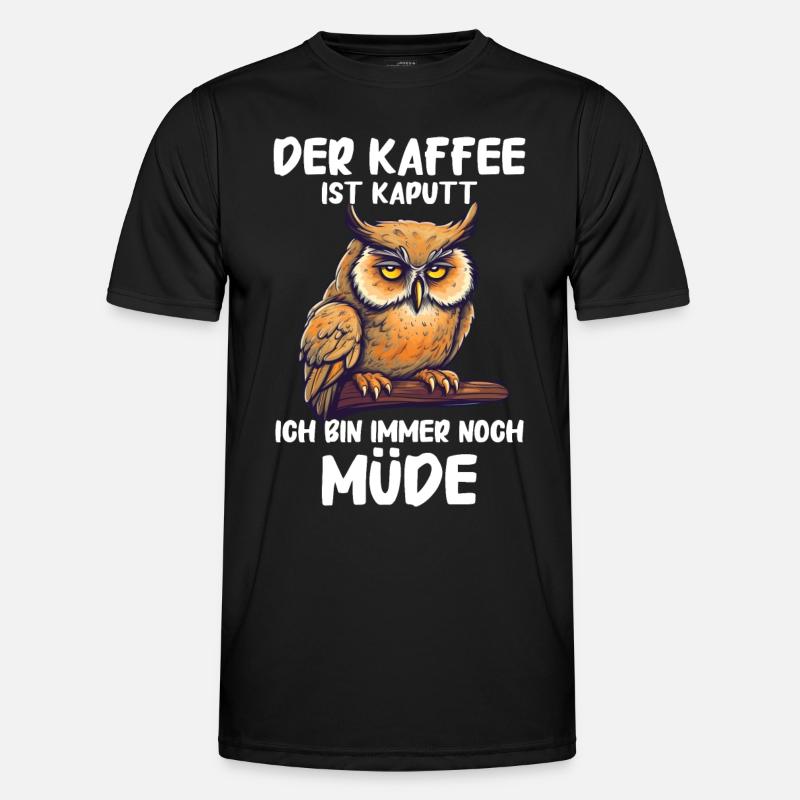 Nachteule Eule Eulen Vogel - Männer Funktions-T-Shirt - Schwarz