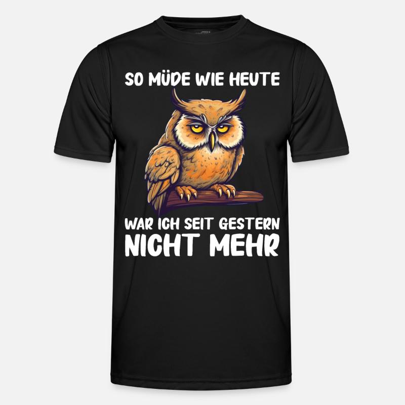 Nachteule Eule Eulen Vogel - Männer Funktions-T-Shirt - Schwarz