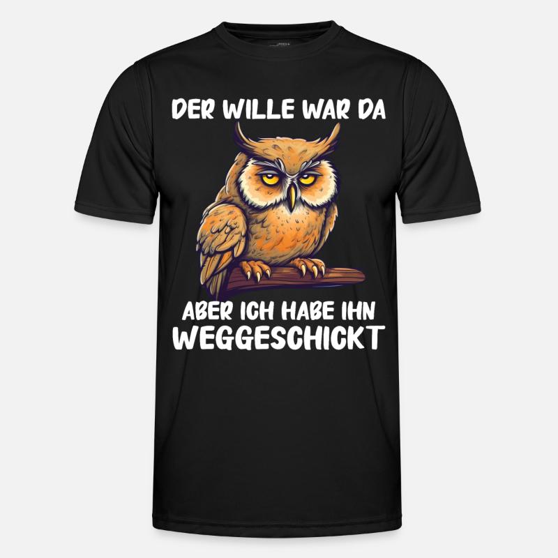 Nachteule Eule Eulen Vogel - Männer Funktions-T-Shirt - Schwarz