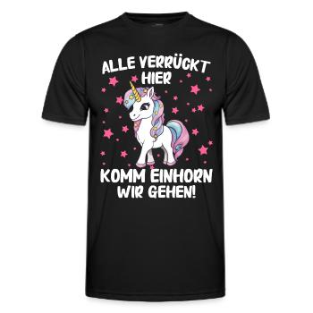 Einhorn Einhörner Fabelwesen Mystisch - Männer Funktions-T-Shirt - Schwarz - Vorne - AI Model Male 178 dark (178cm)