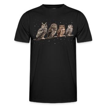 Night Owl Owl Owl Bird - Men's Functional T-Shirt - black - Front - AI Model Male 178 dark (178cm)