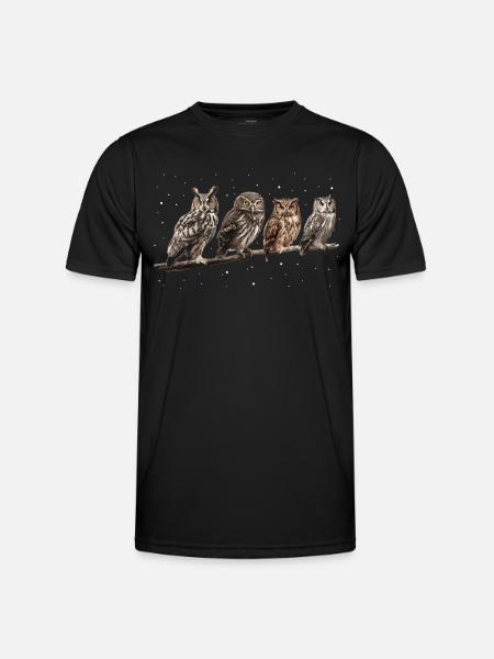 Night Owl Owl Owl Bird - Men's Functional T-Shirt - black