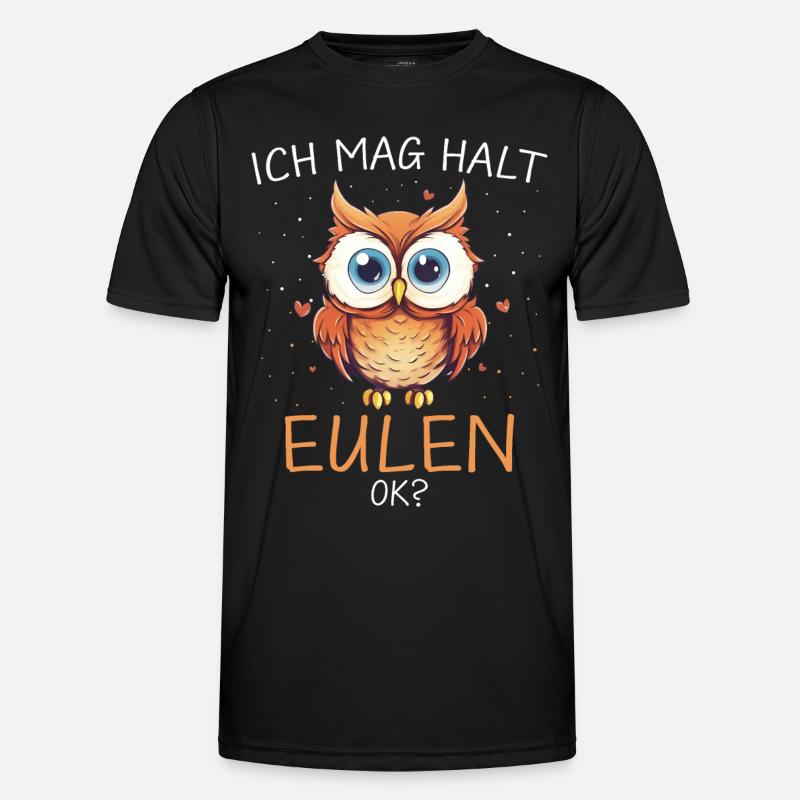 Nachteule Eule Eulen Vogel - Männer Funktions-T-Shirt - Schwarz