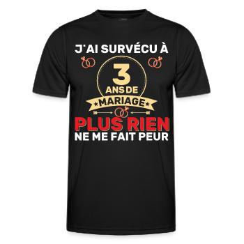 3 Ans De Mariage Noces De Coton Cadeau Mari 3eme - T-shirt sport Homme - noir - Devant - AI Model Male 178 dark (178cm)