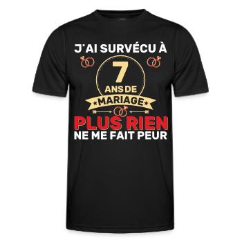 7 Ans De Mariage Noces De Coton Cadeau Mari 7eme - T-shirt sport Homme - noir - Devant - AI Model Male 178 dark (178cm)