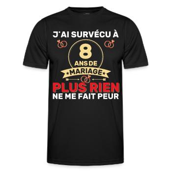 8 Ans De Mariage Noces De Coton Cadeau Mari 8eme - T-shirt sport Homme - noir - Devant - AI Model Male 178 dark (178cm)