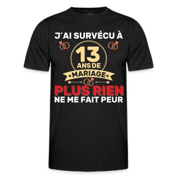 13 Ans De Mariage Noces De Coton Cadeau Mari 13eme - T-shirt sport Homme - noir - Devant - AI Model Male 178 dark (178cm)
