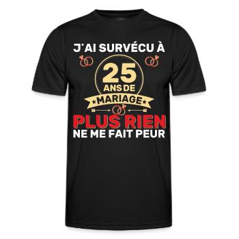 25 Ans De Mariage Noces De Coton Cadeau Mari 25eme - T-shirt sport Homme - noir - Devant - AI Model Male 178 dark (178cm)