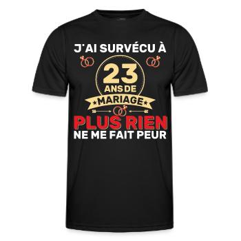 23 Ans De Mariage Noces De Coton Cadeau Mari 23eme - T-shirt sport Homme - noir - Devant - AI Model Male 178 dark (178cm)