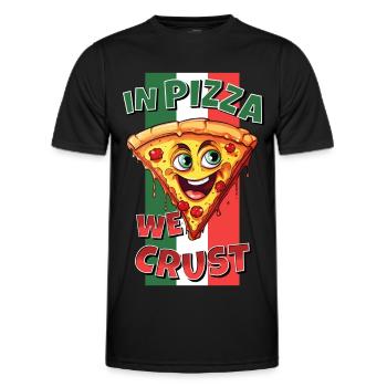 In Pizza We Crust Pizzastück Gesicht Lacht Lustig - Männer Funktions-T-Shirt - Schwarz - Vorne - AI Model Male 178 dark (178cm)