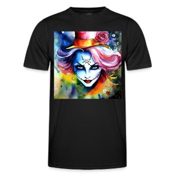Cool Harlequin Poker Gothic Girl - Men's Functional T-Shirt - black - Front - AI Model Male 178 dark (178cm)