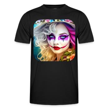 Cool Harlequin Poker Gothic Girl - Men's Functional T-Shirt - black - Front - AI Model Male 178 dark (178cm)