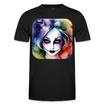 Cool Harlequin Gothic Girl - Men's Functional T-Shirt - black - Front - AI Model Male 178 dark (178cm)