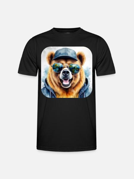 Cool bear with sunglasses - Men's Functional T-Shirt - black