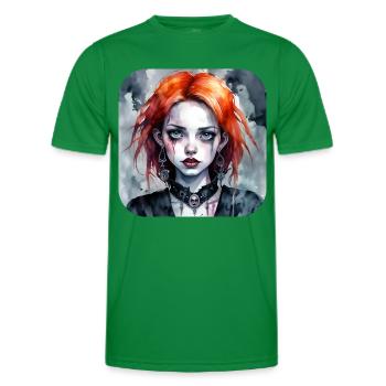 Cooles Gothic Punk Girl mit roten Haaren - Männer Funktions-T-Shirt - Kelly Green - Vorne - AI Model Male 178 dark (178cm)