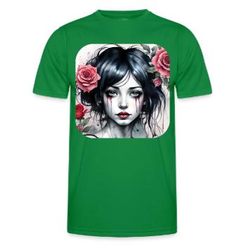 Cooles Gothic Punk Girl mit roten Rosen - Männer Funktions-T-Shirt - Kelly Green - Vorne - AI Model Male 178 dark (178cm)