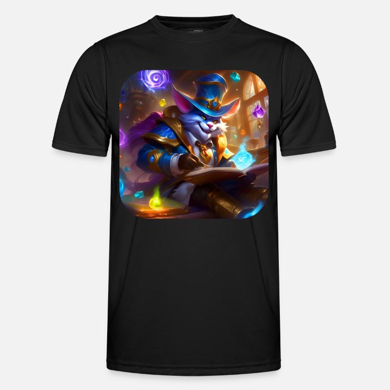 Crazy Magic Cat with Hat - Men's Functional T-Shirt - black