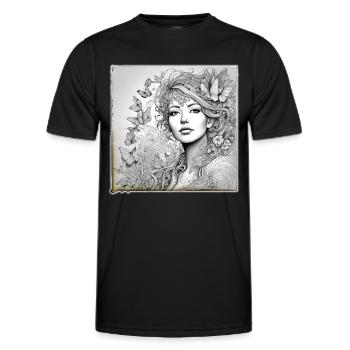 Romantisches Mädchen mit Blumen und Schmetterlinge - Männer Funktions-T-Shirt - Schwarz - Vorne - AI Model Male 178 dark (178cm)