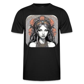 Cool gothic punk girl with red roses - Men's Functional T-Shirt - black - Front - AI Model Male 178 dark (178cm)