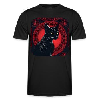 Mystische schwarze Katze - Männer Funktions-T-Shirt - Schwarz - Vorne - AI Model Male 178 dark (178cm)