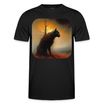 Schwarze Horror Katze - Männer Funktions-T-Shirt - Schwarz - Vorne - AI Model Male 178 dark (178cm)