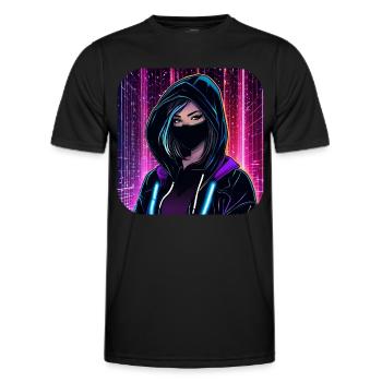 Cooles Cyberpunk Girl VIII - Männer Funktions-T-Shirt - Schwarz - Vorne - AI Model Male 178 dark (178cm)