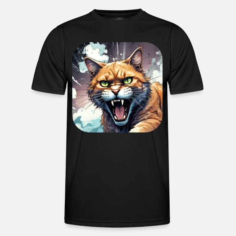 Wilde Katze - Männer Funktions-T-Shirt - Schwarz