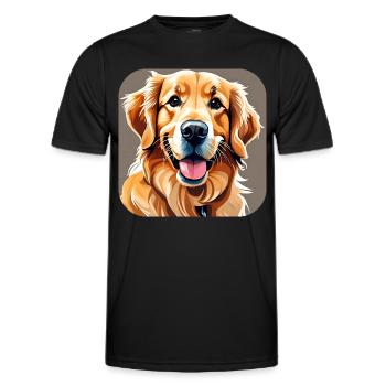 Cute Golden Retriever Dog - Men's Functional T-Shirt - black - Front - AI Model Male 178 dark (178cm)