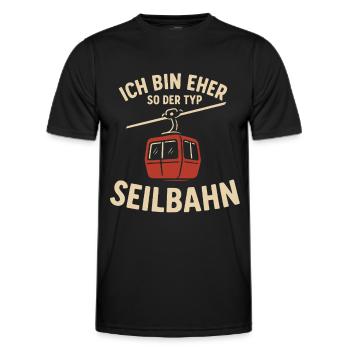 Seilbahn Spruch Ich bin eher so der Typ Seilbahn - Männer Funktions-T-Shirt - Schwarz - Vorne - AI Model Male 178 dark (178cm)