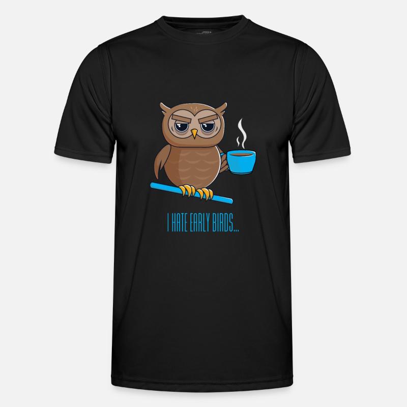 Nachteule mit Kaffee - Männer Funktions-T-Shirt - Schwarz